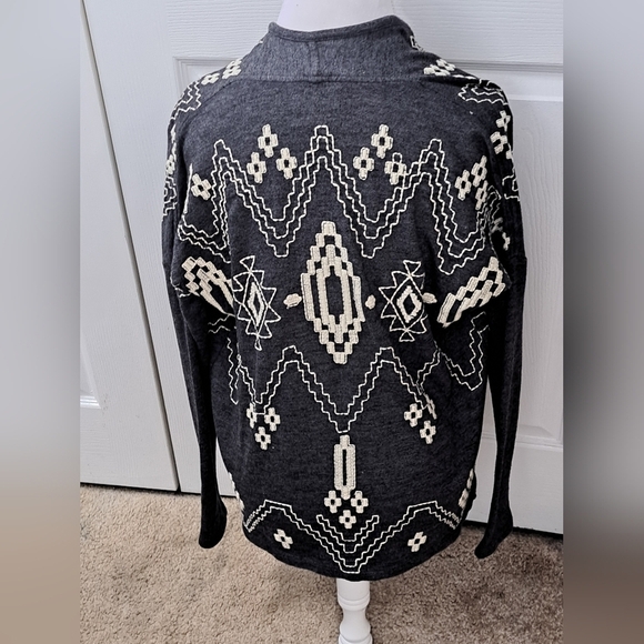 Lucky Brand Grey Embroidered Cardigan - Picture 3 of 8